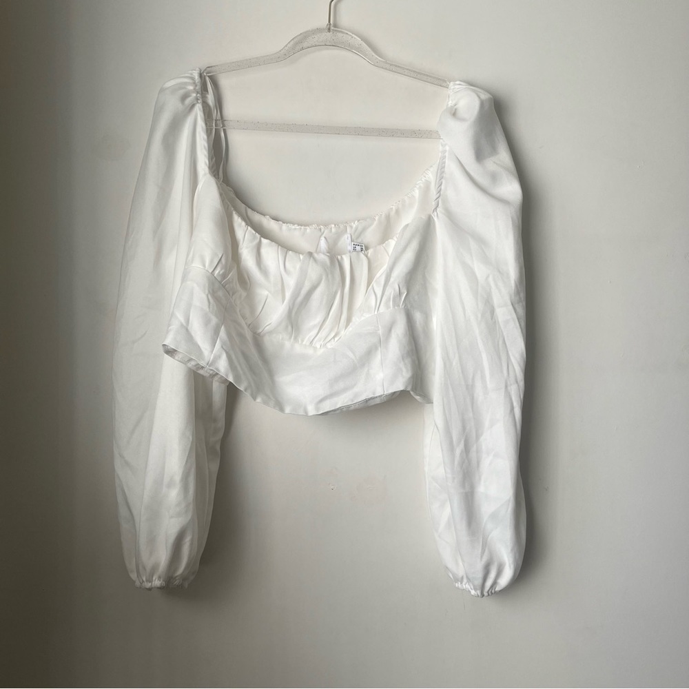 Princess Polly Curve Ariah White Long Sleeve Crop Top Plus Size 20